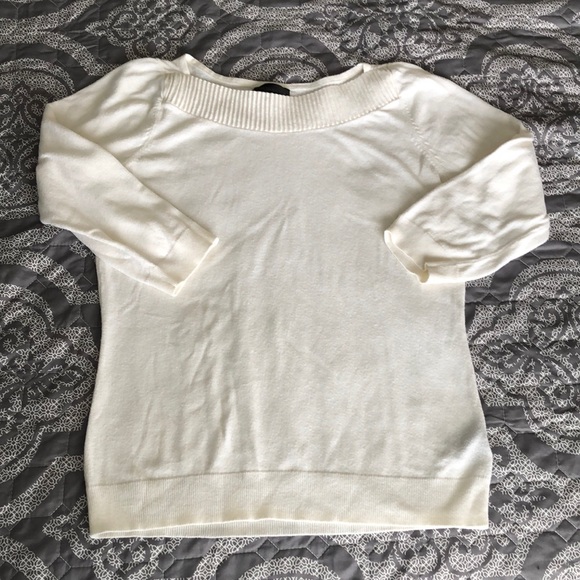 Worthington Sweaters - Cream Colored Cotton Rayon mix Knit 3/4 Sleeve with Boat Neck Worthington